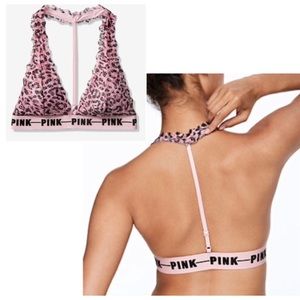 NWT Pink Victoria’s Secret Lace Halter Bralette